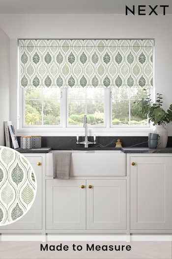 Green Lino Leaf Made to Measure Roller Blind (230975) | £57