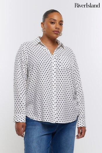 River Island White Plus Spot Printed Shirt (231552) | £25