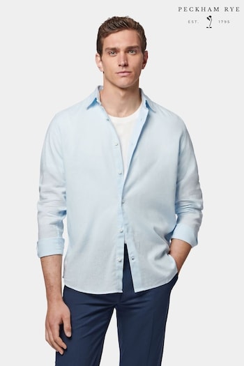 Peckham Rye Blue	Linen Blend Long Sleeve Shirt (231789) | £80