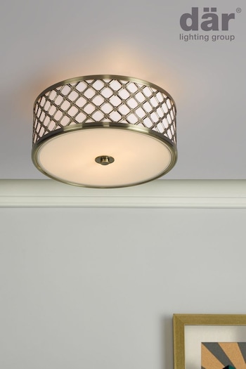 Dar Lighting Brass Civic 2 Light Flush Fitting Ceiling Light (232097) | £90