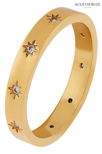 Accessorize Gold Sparkle Star Band Ring (232258) | £15