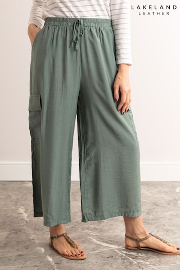 Lakeland Loose Clothing Green Perrie Wide Leg Cropped Trousers (232494) | £35