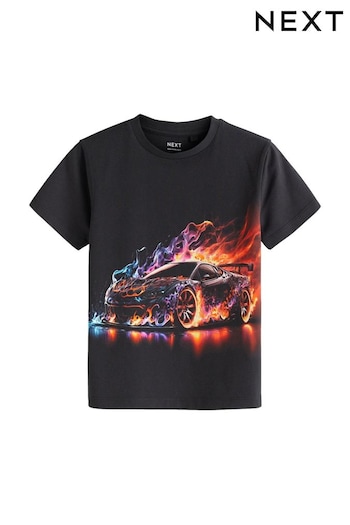 Black Flame Car All-Over Print Short Sleeve T-Shirt (3-16yrs) (232615) | £9 - £12