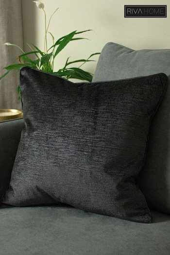 Riva Paoletti Black Stella Embossed Polyester Filled Cushion (232649) | £18