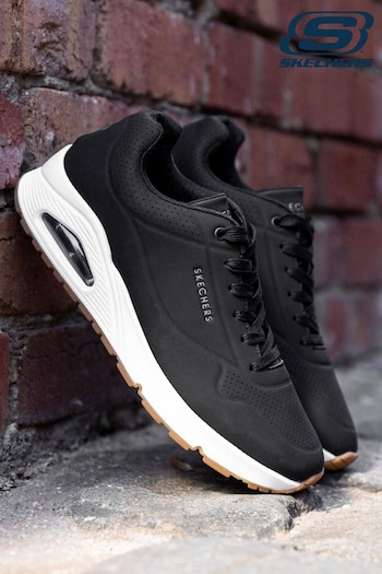 Skechers Black/White Uno Stand On Air Trainers (233229) | £79