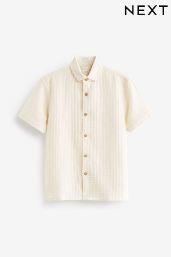 Ecru White Short Sleeve Textured Shirt (3-16yrs) (233332) | £12 - £17