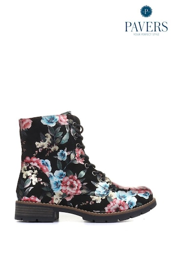 Pavers Ladies Black Lace-Up Ankle Boots (233462) | £45