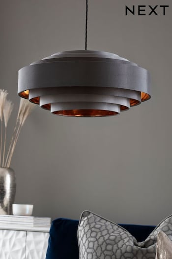 Grey And Copper Rico Tiered Easy Fit Lamp Shade (233534) | £60