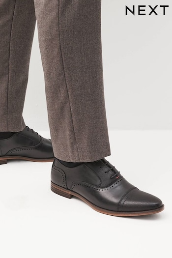 Black Oxford Toe Cap Shoes (234206) | £38