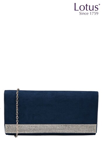 Lotus Navy Blue Clutch Bag with Chain (234654) | £50