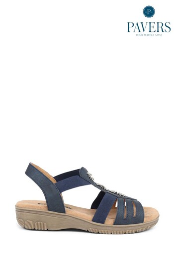 Pavers Easy FIt Blue Elvira Extra Wide 6E Fit Sandals (234807) | £20