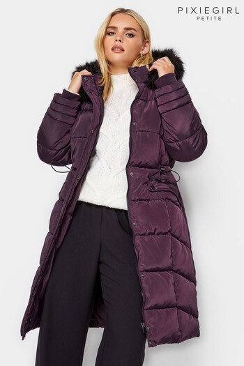 PixieGirl Petite Purple Fur Trim Padded Coat (234833) | £80 - £85