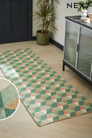 Green and Pink Geometric Tile Runner (235018) | £65 - £95