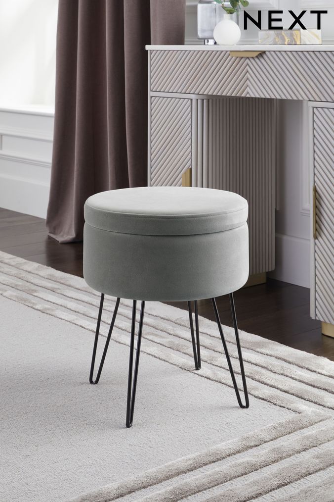 Grey top footstool next