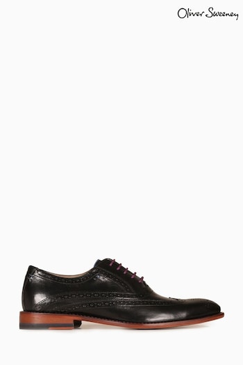 Oliver Sweeney Black Distressed Leather Shoes DLites (235494) | £159