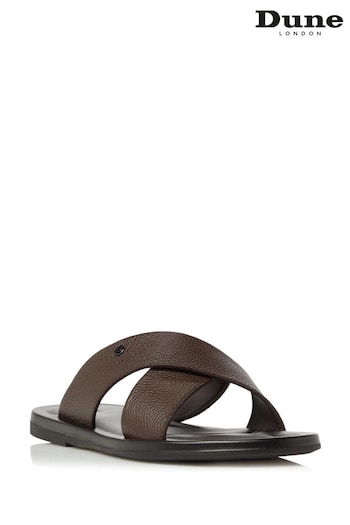 Dune London Frank Brown Leather Comfort Cross Strap Sandals What (235495) | £65