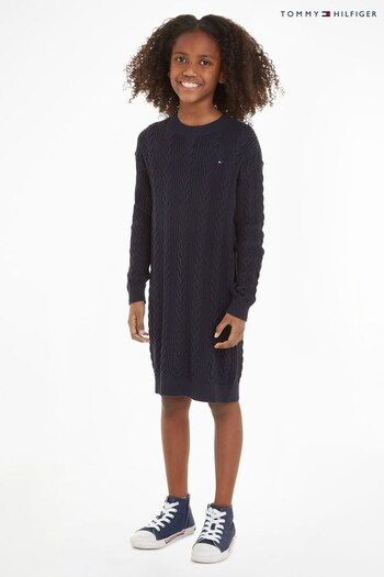 Tommy logga Hilfiger Kids Dark Navy Cable Sweater (235626) | £65 - £75