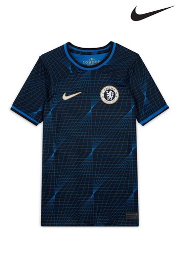 Nike Blue Kids Big Dri-FIT Chelsea FC 2023/24 Stadium Away Football T-Shirt (235669) | £60