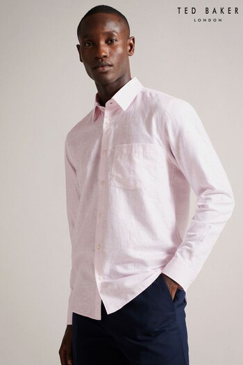 Ted Baker Pink Kingwel Long Sleeve Linen Shirt (235884) | £90