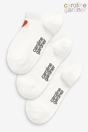 Caroline Gardner White Signature Heart Trainer Socks (236251) | £14