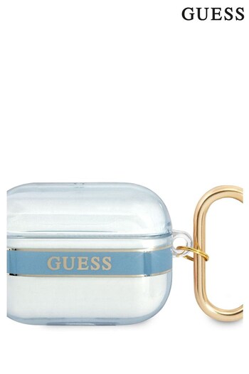 Guess Blue Tpu Printed Stripe and Gold Hook Airpods Case (236454) | £26
