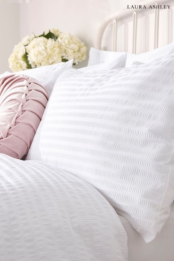 Laura Ashley White 200 Thread Count Set of 2 Emma Seersucker Pillowcases (236482) | £14