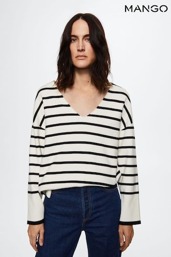 Mango Cream Oversized Striped Sweater (236719) | £36