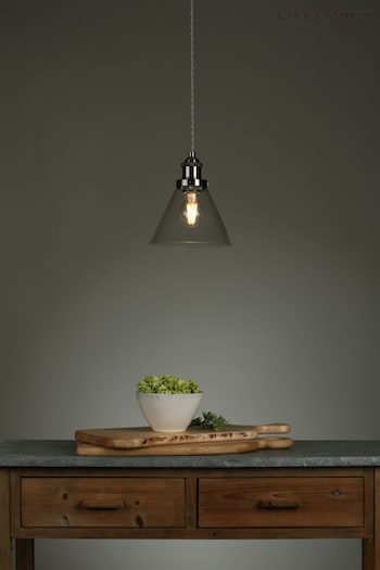 Laura Ashley Silver Isaac Pendant Ceiling Light (237184) | £85