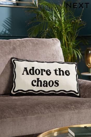 Monochrome 40 x 59cm Adore The Chaos Flock Cushion (237405) | £30