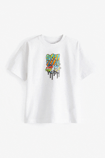 White grafitti backprint Relaxed Fit Short Sleeve Graphic T-Shirt (3-16yrs) (237601) | £6 - £9