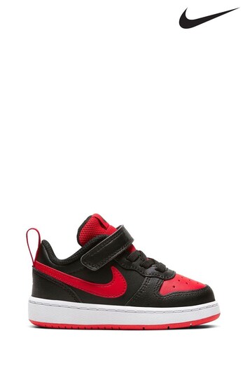 Nike Black/Red Court Borough Low Infant Trainers (238069) | £30