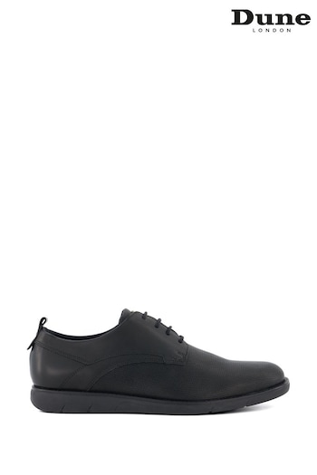Dune London Barnabey Punched Plain Derby Black Shoes (238471) | £100
