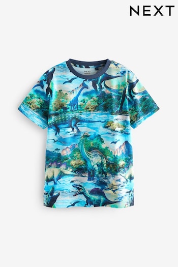 Blue Dino All-Over Print Short Sleeve T-Shirt (3-16yrs) (238541) | £9 - £12