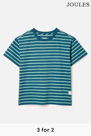 Joules Laundered Stripe Teal/Navy Short Sleeve Stripe T-Shirt (238767) | £12.95 - £14.95