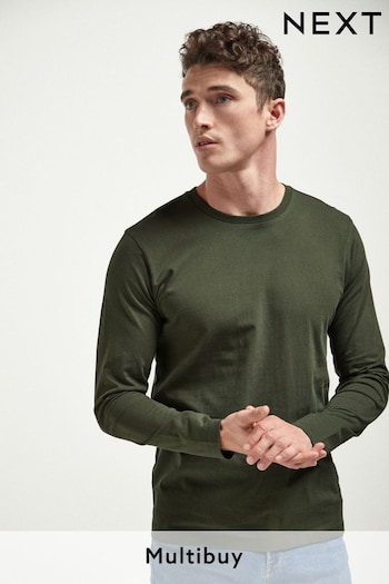 Dark Khaki Green Long Sleeve Crew Neck T-Shirt (238863) | £10.50