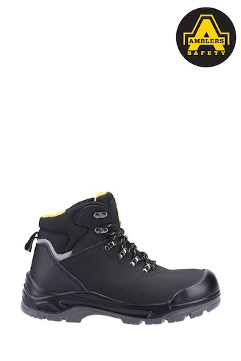 Amblers Safety Black AS252 Lightweight Water Resistant Leather Safety Boots High-Top-Sneakers (238913) | £52
