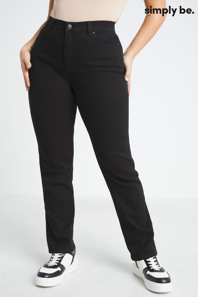 Simply Be Black 24/7 Straight Leg Jeans (238980) | £26