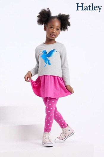 Hatley Pink Happy Hearts Fun Waist Leggings Dress (239095) | £21