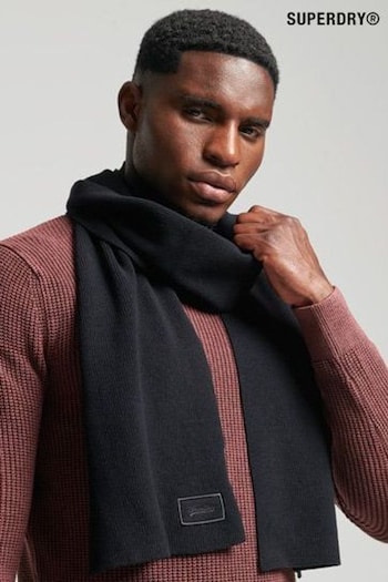 Superdry Black Knitted Logo Scarf (239263) | £30