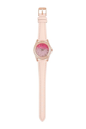 Peers HardyGirls  Pink Tikkers PU Strap Ombre Glitter Dial Watch (239345) | £15