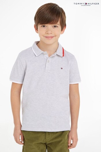 Tommy Hilfiger Kids Grey Flag Tipping Polo Top (239424) | £40 - £45