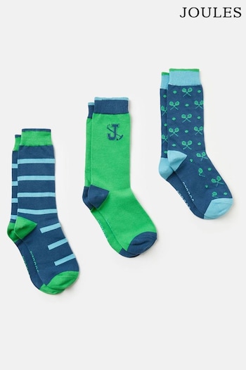 Joules Striking Blue/Green Pack of Three Socks (240164) | £19.95
