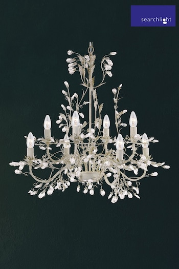 Searchlight Cream/Gold & Crystal Issy 8 Light Ceiling Light (240180) | £335