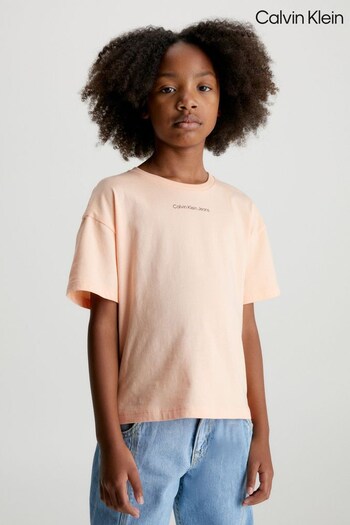 Calvin Beach Klein Girls Orange Logo Boxy T-Shirt (240647) | £25