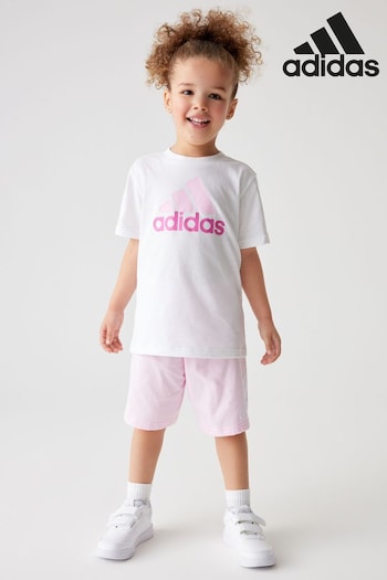 adidas female White Sportswear Essentials Logo Tee And Short Set (240904) | £25