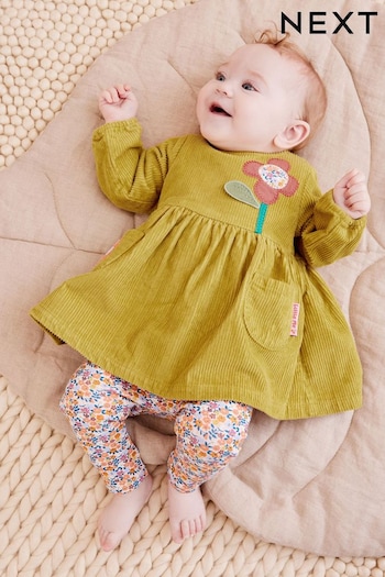 Green Flower Baby Top And Leggings 2 Piece Set (241300) | £19 - £21