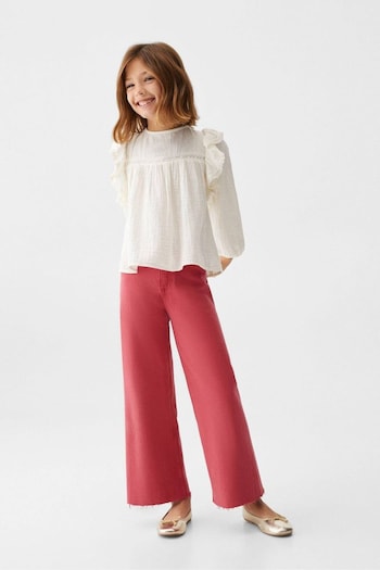 Mango Red Frayed Hem Culotte pyjama Jeans (241420) | £26