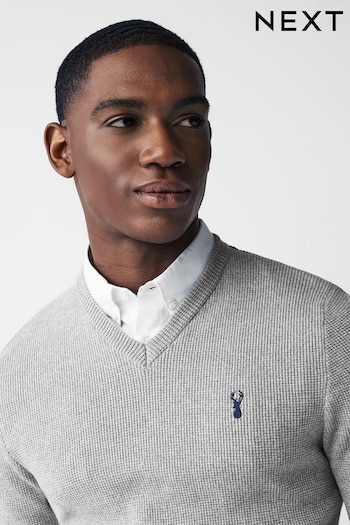 Grey V-Neck Mock Shirt Jumper (241521) | £39