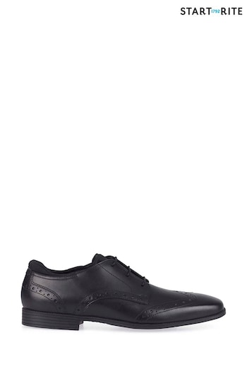 Start-Rite Tailor Black Lace Up Leather Brogue School sportif Shoes Wide Fit (241784) | £58
