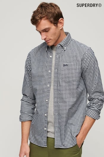 Superdry Black/White Cotton Long Sleeved Oxford Shirt (241827) | £45